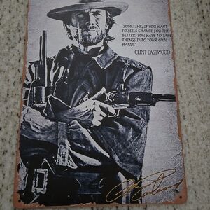 Clint Eastwood Metal Wall Art - Black, White, Brown